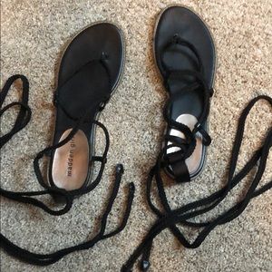 Madden girl black lace up sandals